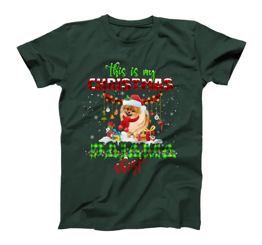 This Is My Christmas Pajama Shirt Pomeranian Santa Hat Light T-Shirt