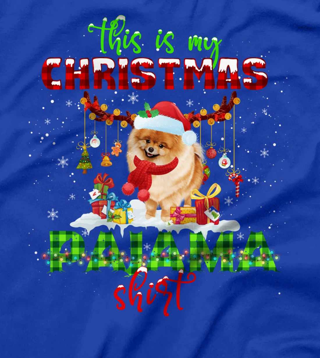 This Is My Christmas Pajama Shirt Pomeranian Santa Hat Light T-Shirt