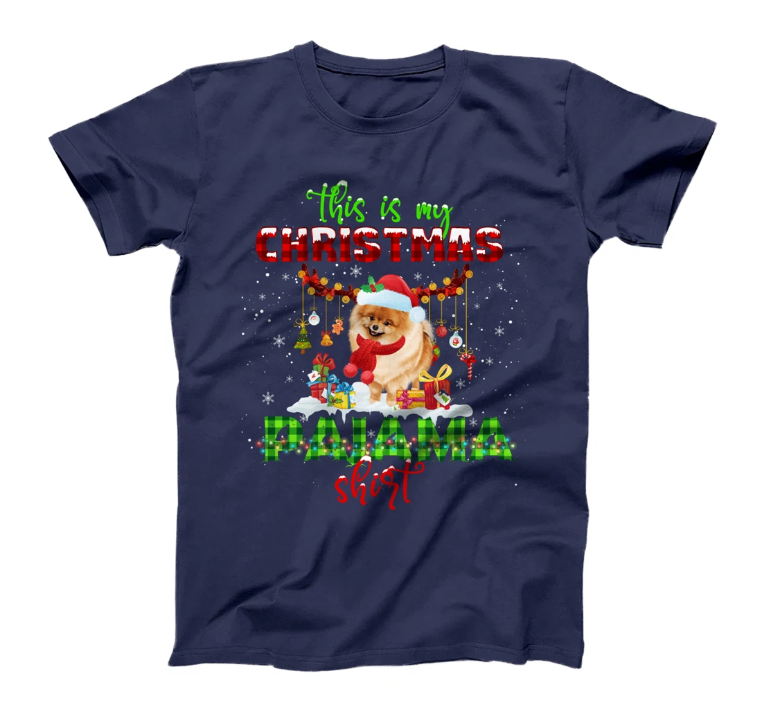 This Is My Christmas Pajama Shirt Pomeranian Santa Hat Light T-Shirt