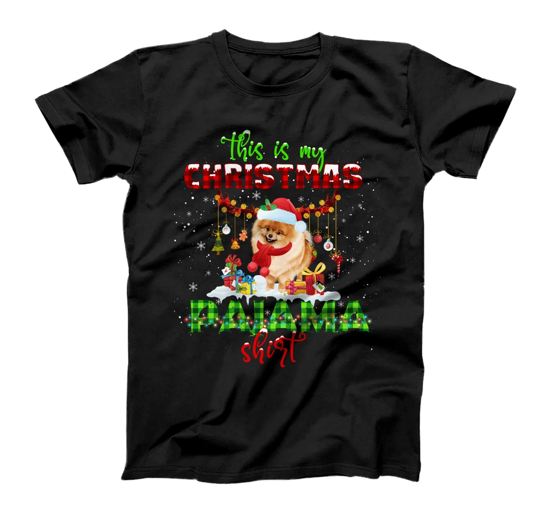 This Is My Christmas Pajama Shirt Pomeranian Santa Hat Light T-Shirt