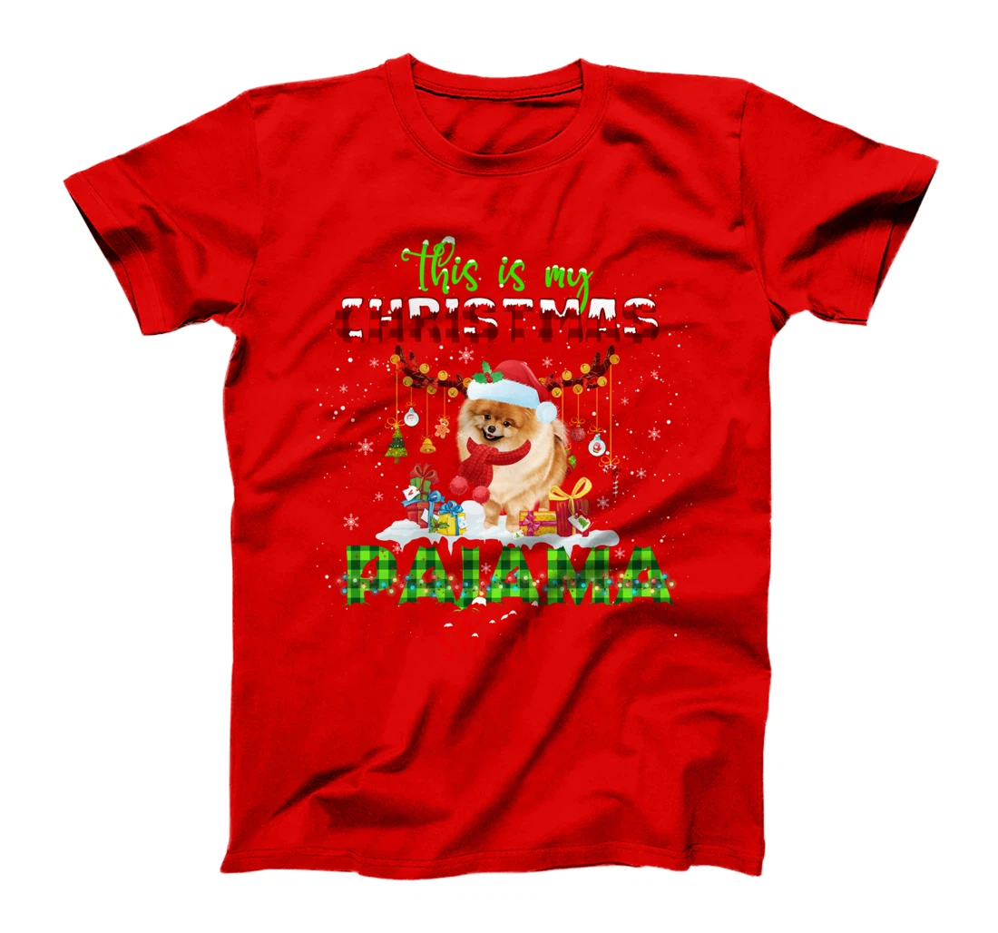 This Is My Christmas Pajama Shirt Pomeranian Santa Hat Light T-Shirt