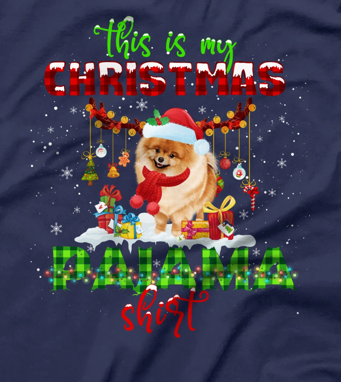This Is My Christmas Pajama Shirt Pomeranian Santa Hat Light T-Shirt