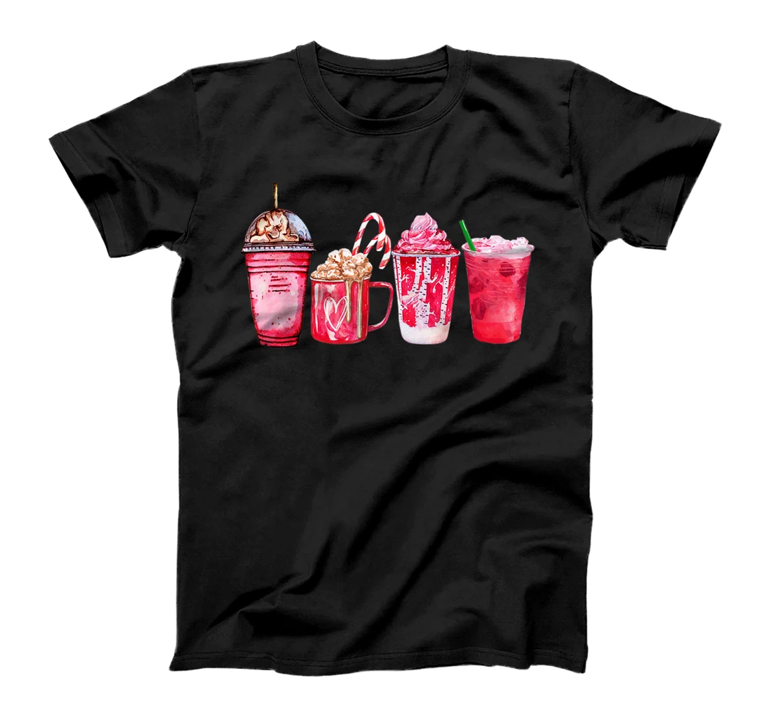 Valentine Coffee Heart Iced Coffee Lover Valentine Day Women T-Shirt