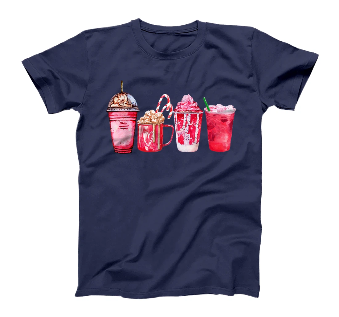 Valentine Coffee Heart Iced Coffee Lover Valentine Day Women T-Shirt