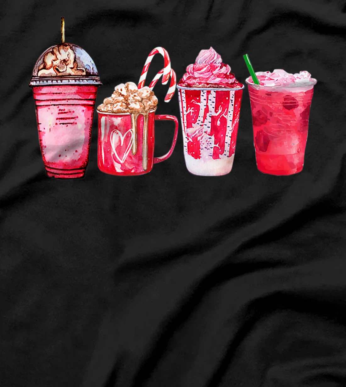 Valentine Coffee Heart Iced Coffee Lover Valentine Day Women T-Shirt