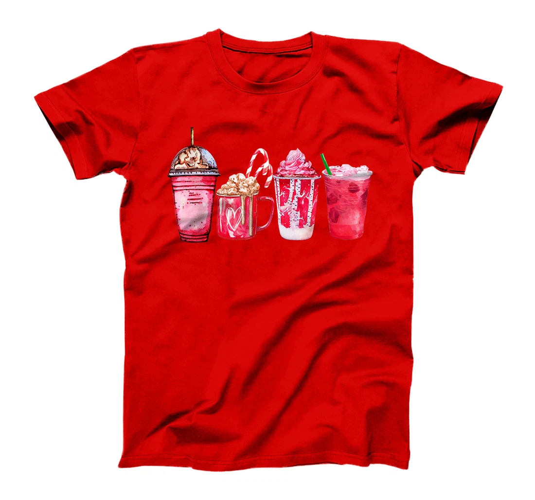 Valentine Coffee Heart Iced Coffee Lover Valentine Day Women T-Shirt