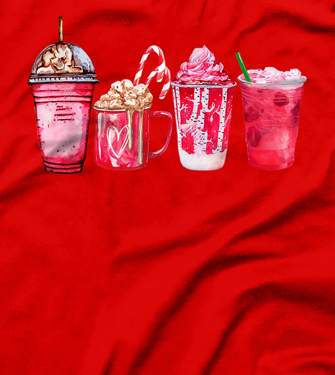 Valentine Coffee Heart Iced Coffee Lover Valentine Day Women T-Shirt