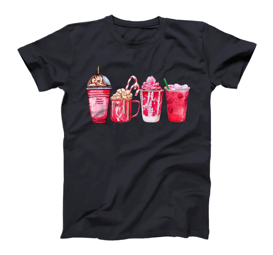 Valentine Coffee Heart Iced Coffee Lover Valentine Day Women T-Shirt
