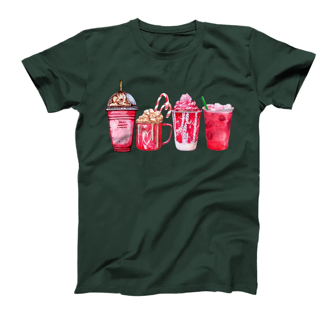Valentine Coffee Heart Iced Coffee Lover Valentine Day Women T-Shirt