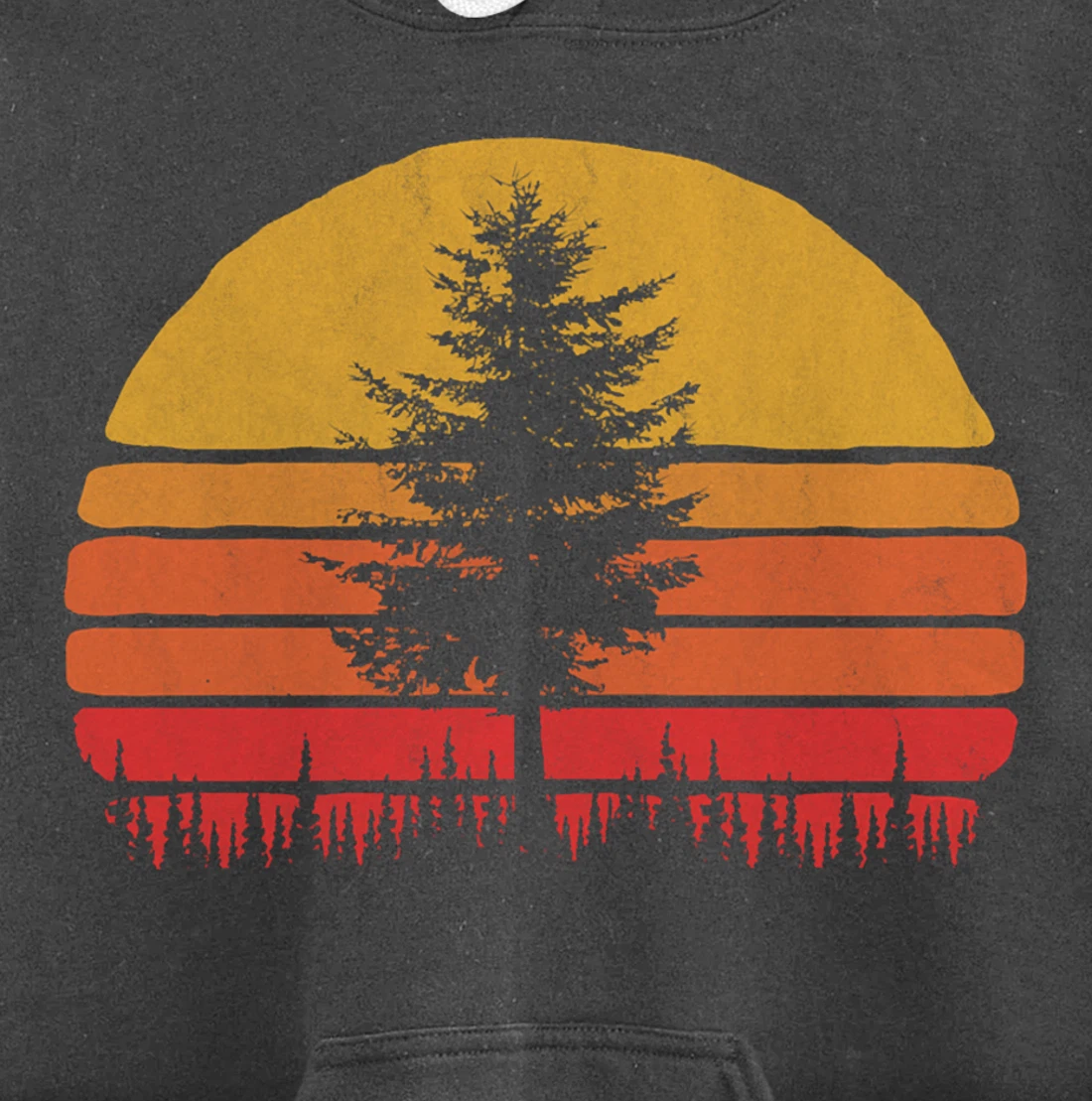Retro Sun Minimalist Pine Tree Vintage Graphic Pullover Hoodie