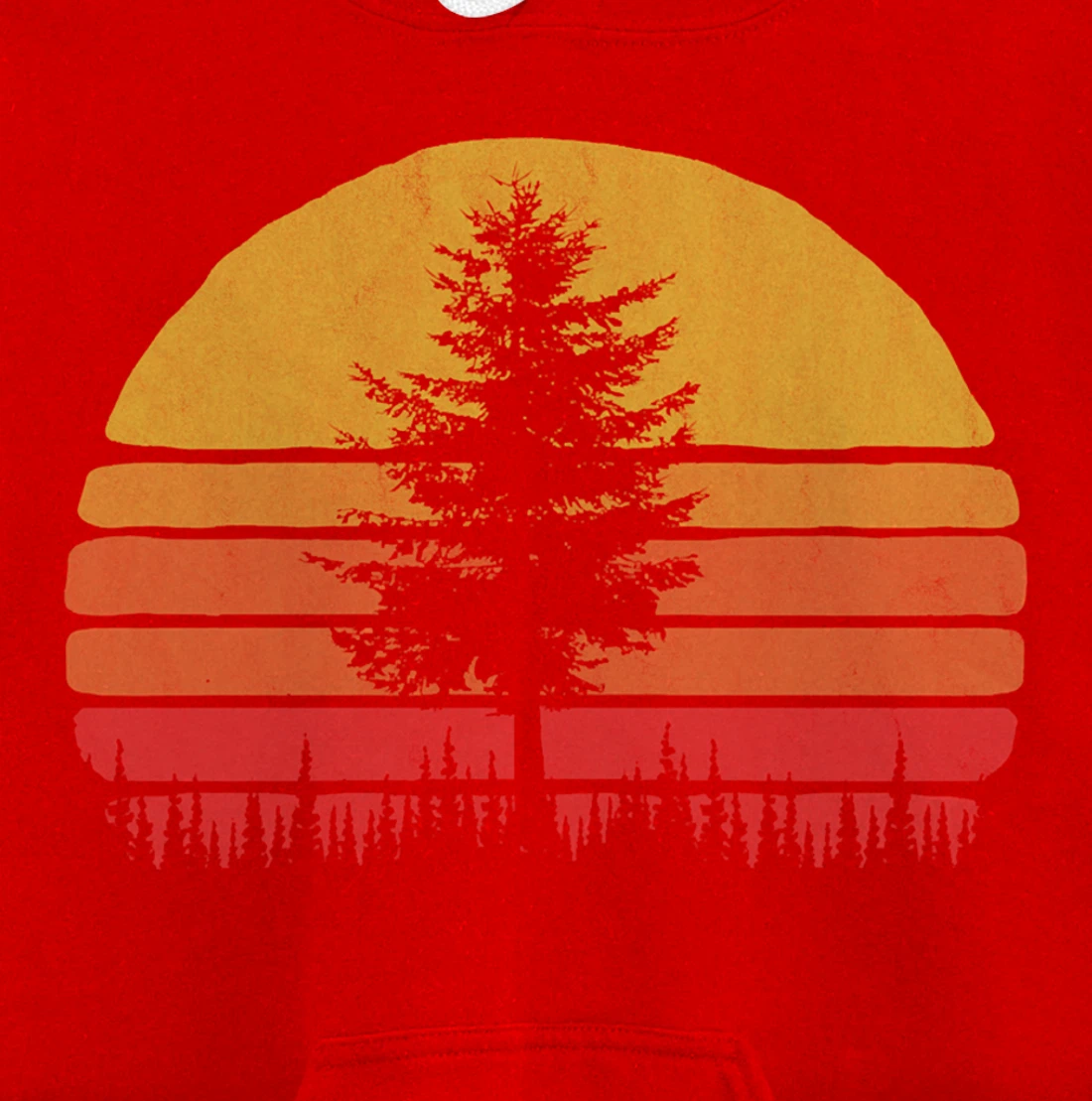 Retro Sun Minimalist Pine Tree Vintage Graphic Pullover Hoodie
