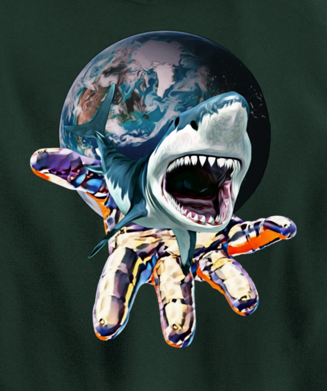 Great White Shark colorful Sharks Predator Shark Pullover Hoodie