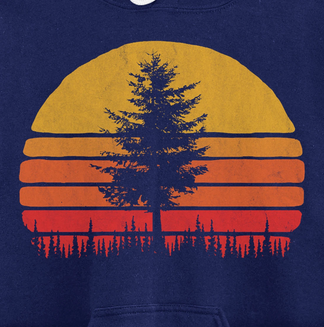 Retro Sun Minimalist Pine Tree Vintage Graphic Pullover Hoodie