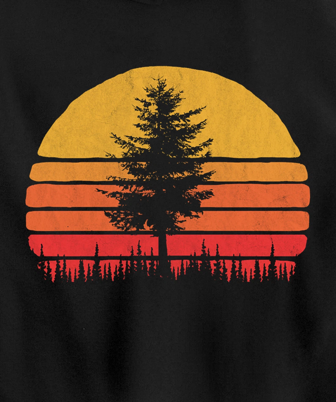 Retro Sun Minimalist Pine Tree Vintage Graphic Pullover Hoodie