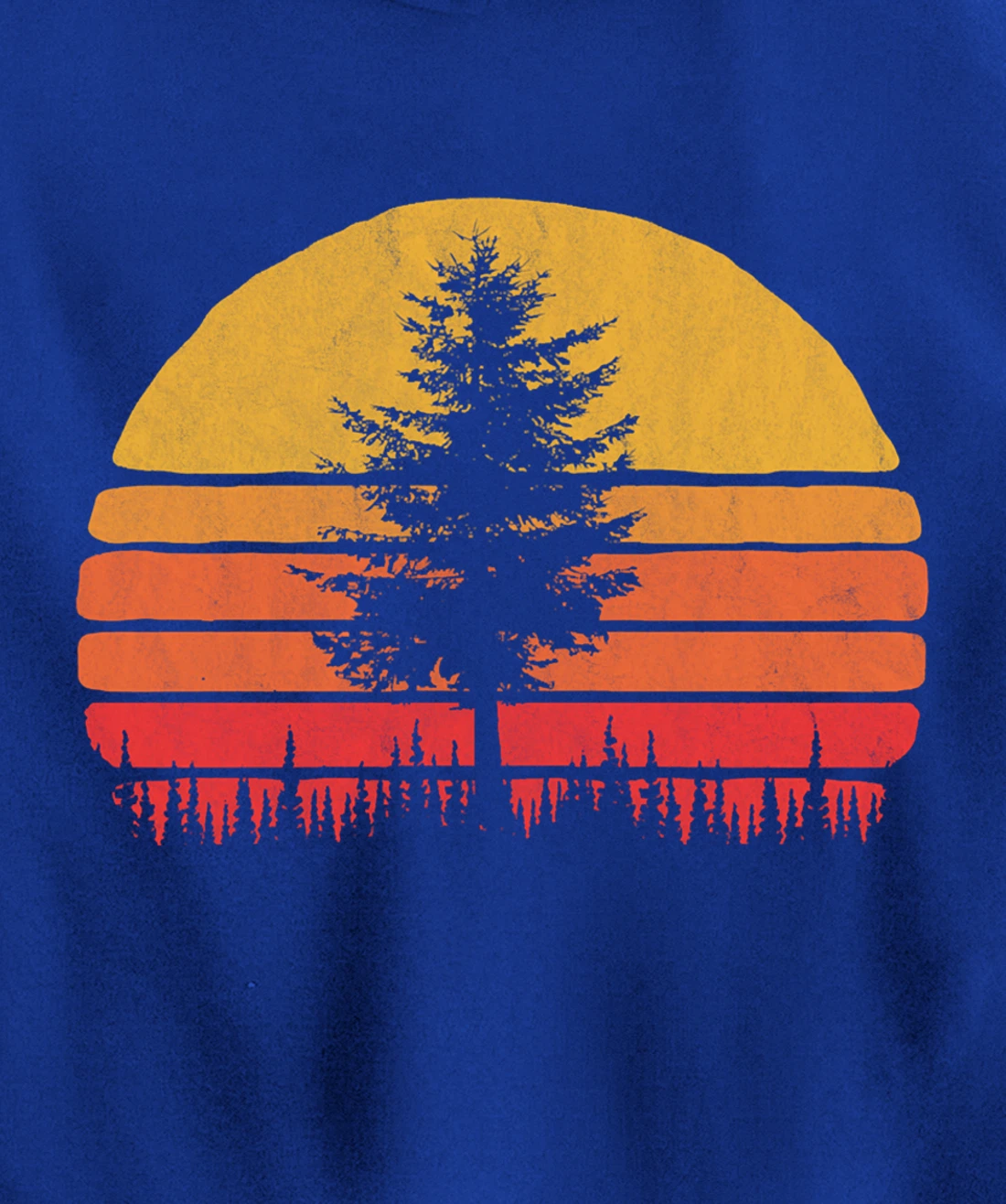 Retro Sun Minimalist Pine Tree Vintage Graphic Pullover Hoodie