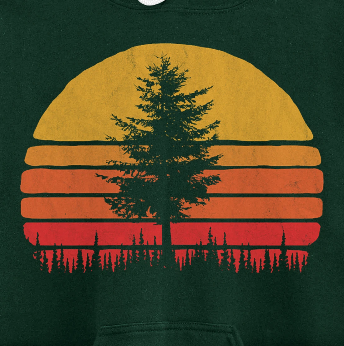 Retro Sun Minimalist Pine Tree Vintage Graphic Pullover Hoodie