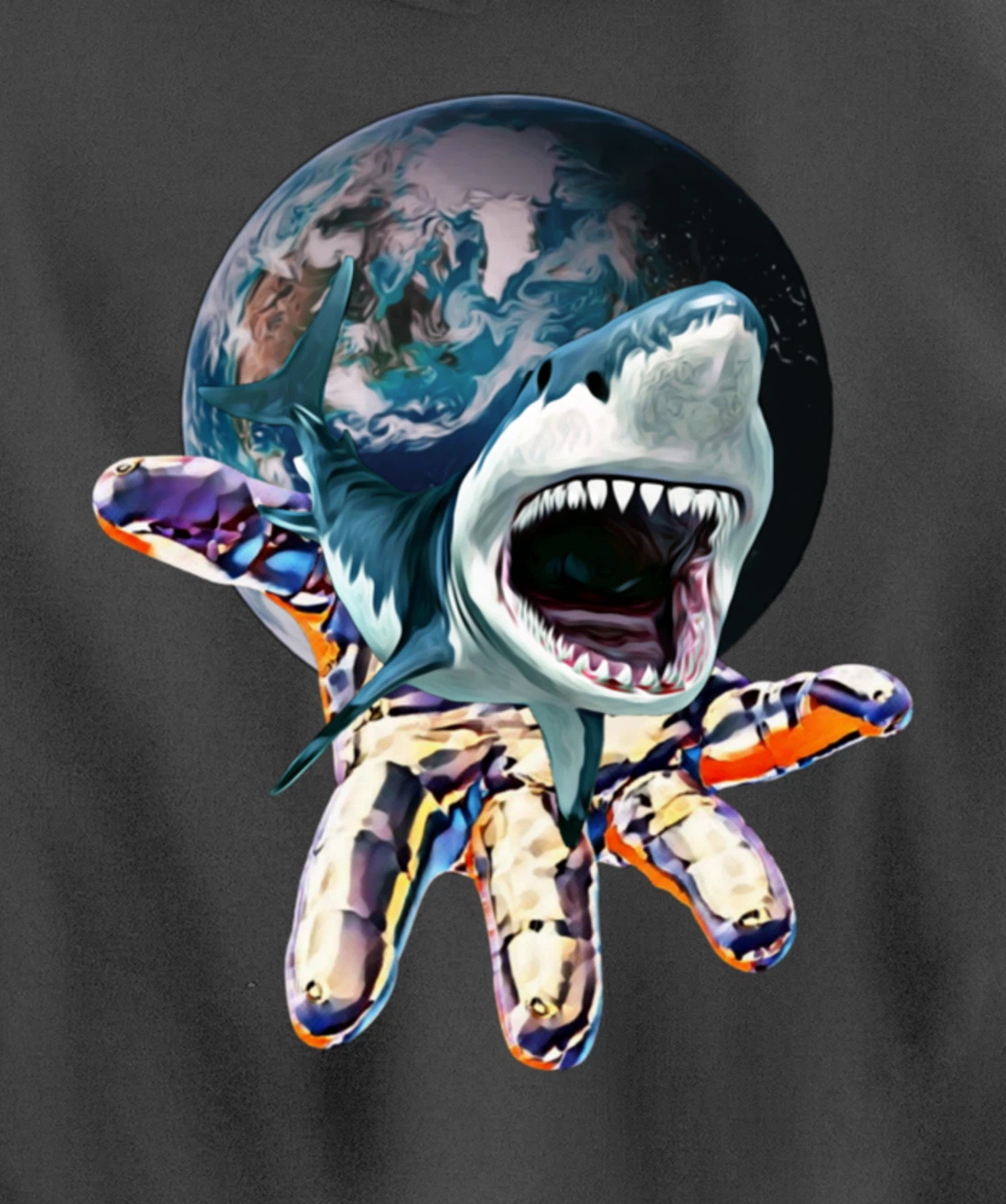 Great White Shark colorful Sharks Predator Shark Pullover Hoodie