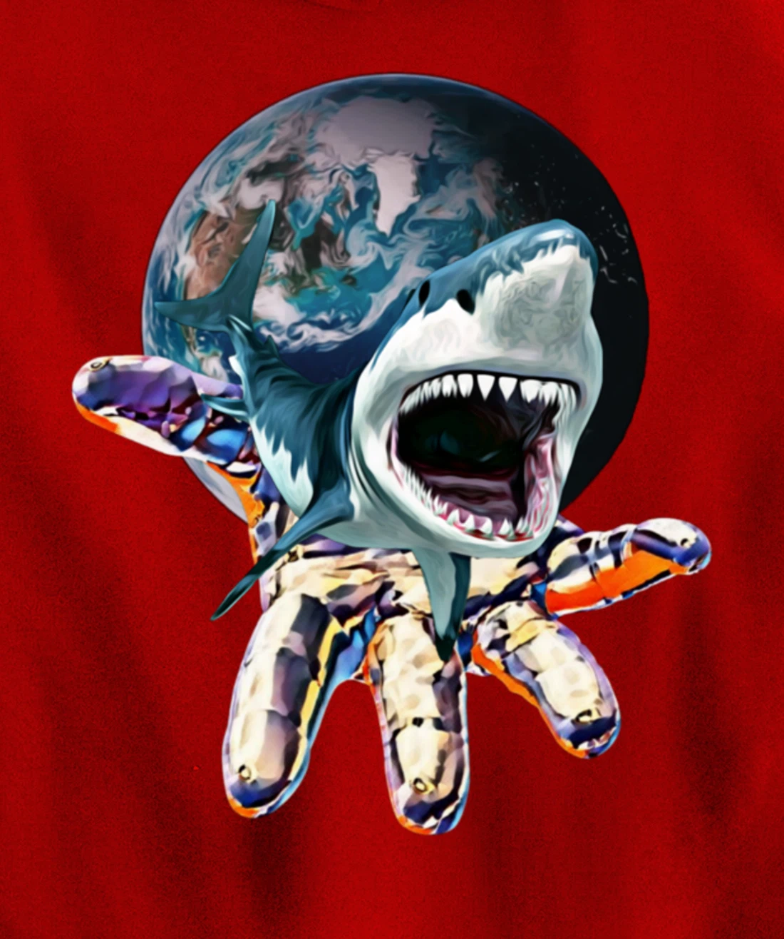 Great White Shark colorful Sharks Predator Shark Pullover Hoodie