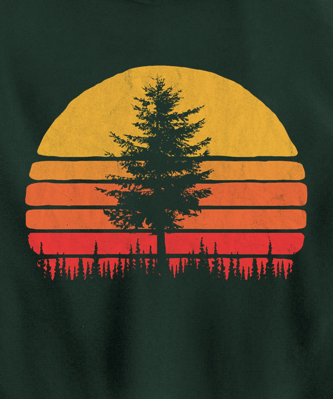 Retro Sun Minimalist Pine Tree Vintage Graphic Pullover Hoodie