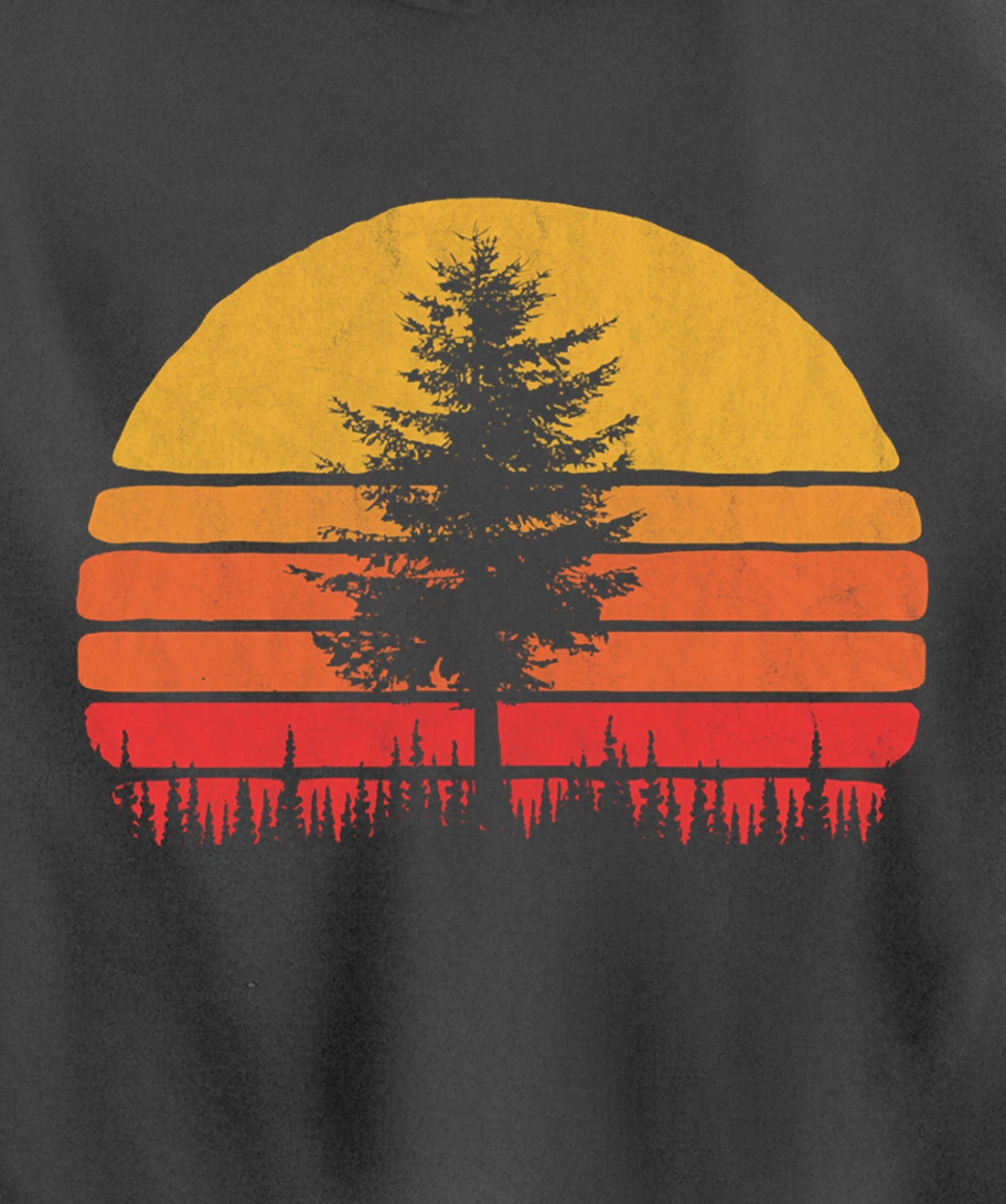 Retro Sun Minimalist Pine Tree Vintage Graphic Pullover Hoodie