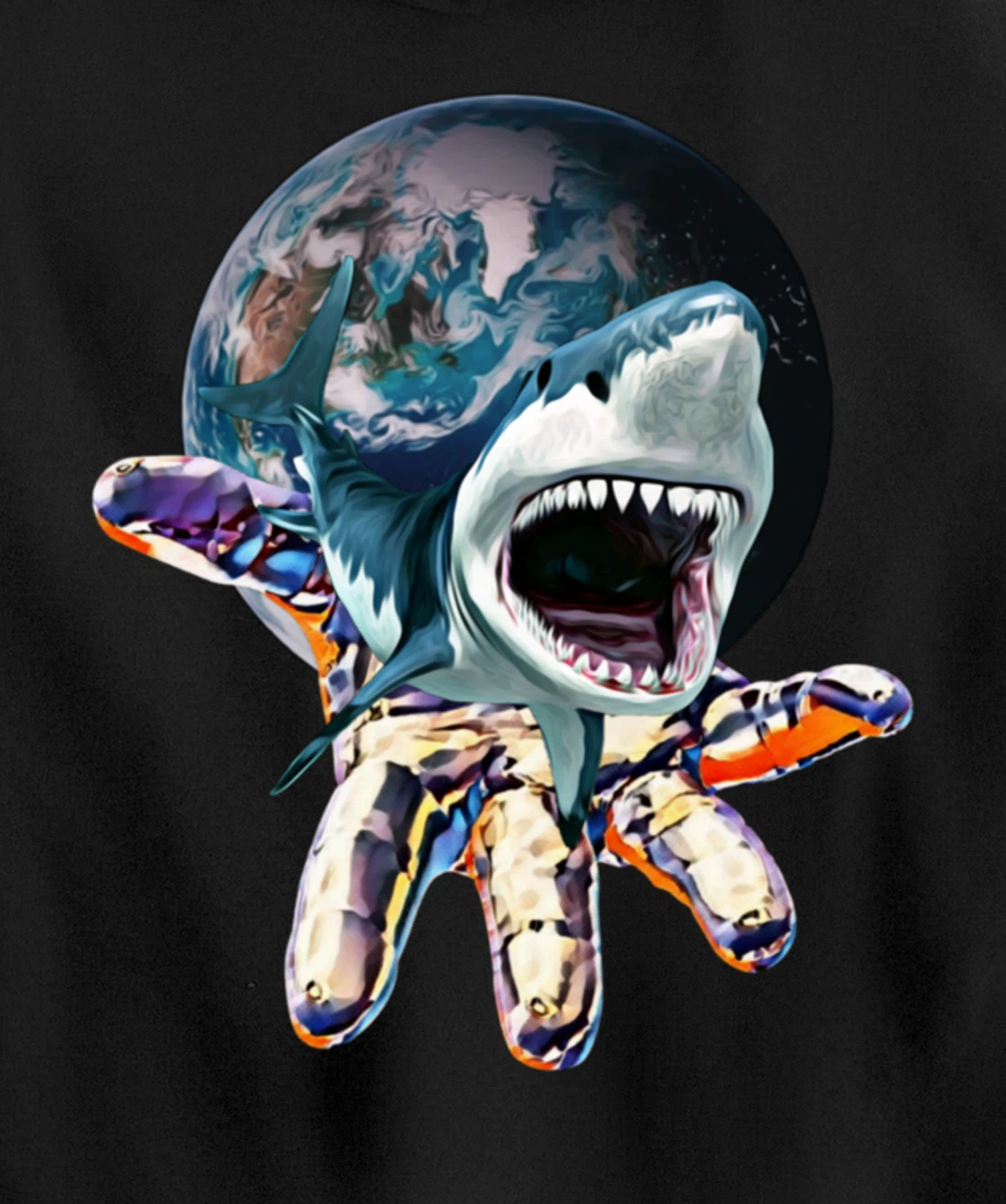 Great White Shark colorful Sharks Predator Shark Pullover Hoodie