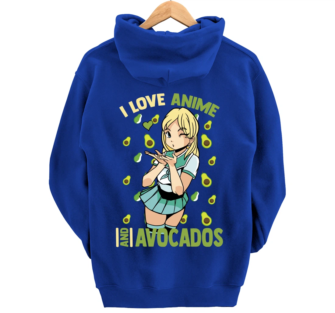 I Love Anime And Avocados - Cute Kawaii - Otaku Girl Pullover Hoodie