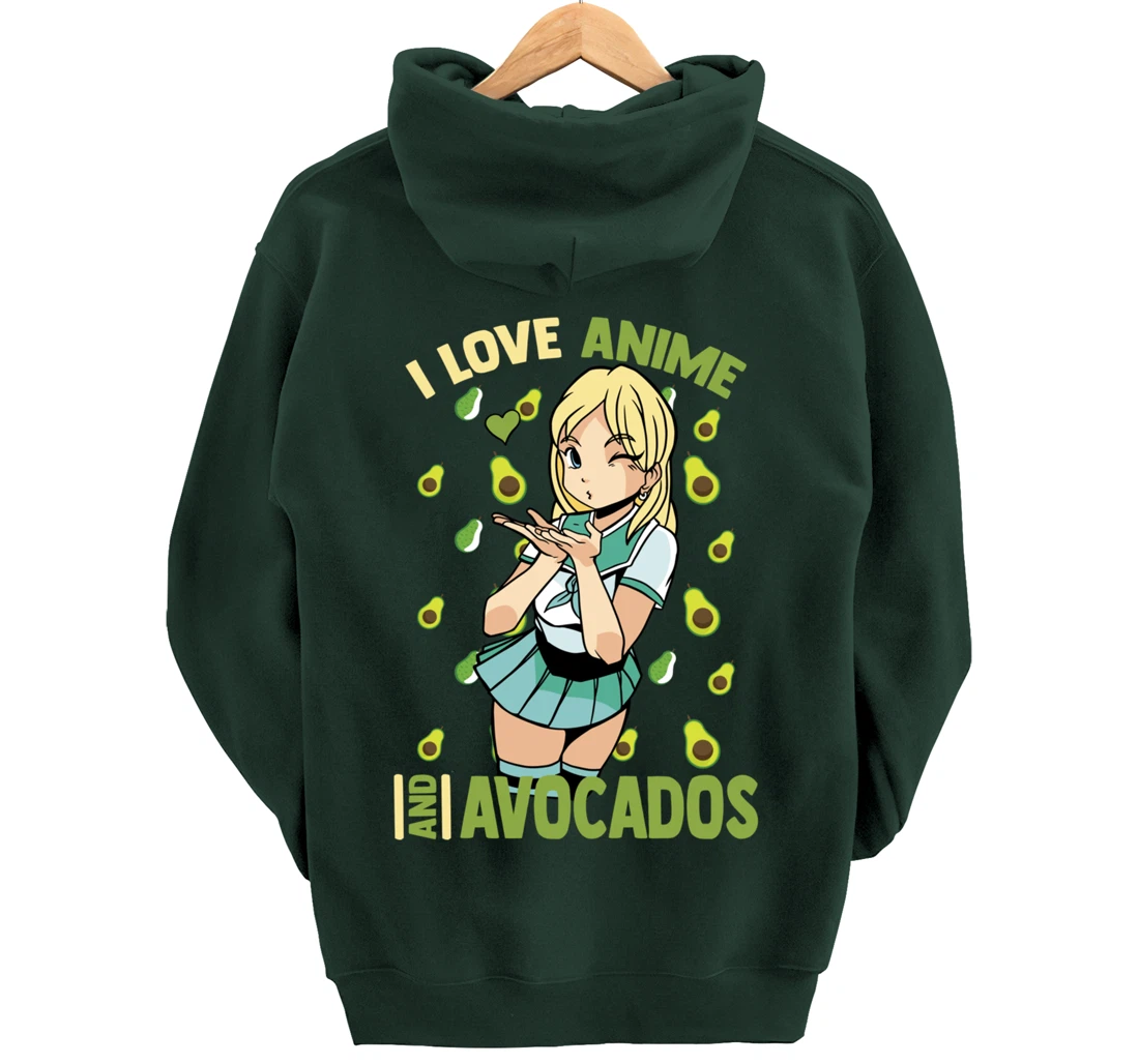 I Love Anime And Avocados - Cute Kawaii - Otaku Girl Pullover Hoodie