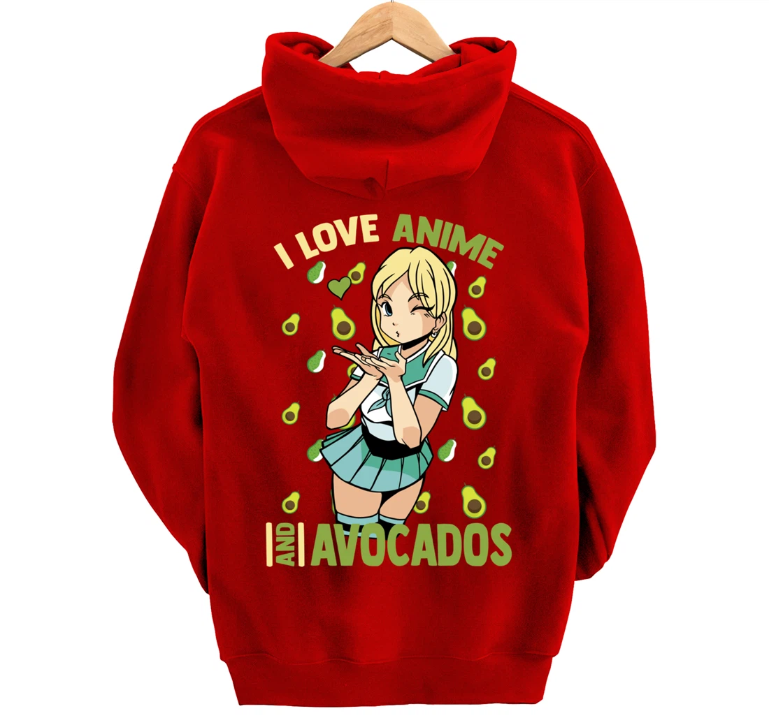 I Love Anime And Avocados - Cute Kawaii - Otaku Girl Pullover Hoodie