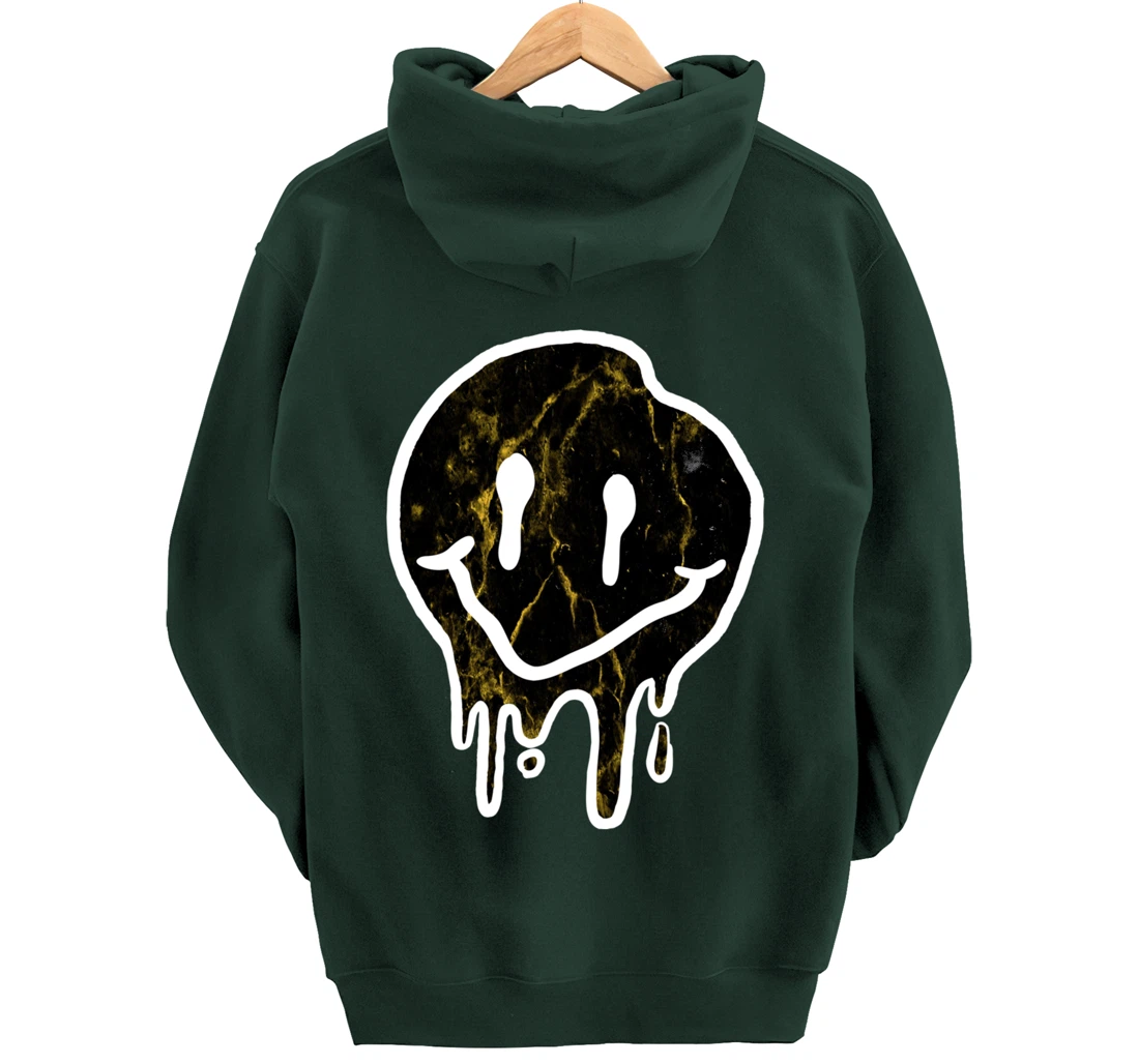 Cool Black & Gold Dripping Smiley Face Pullover Hoodie
