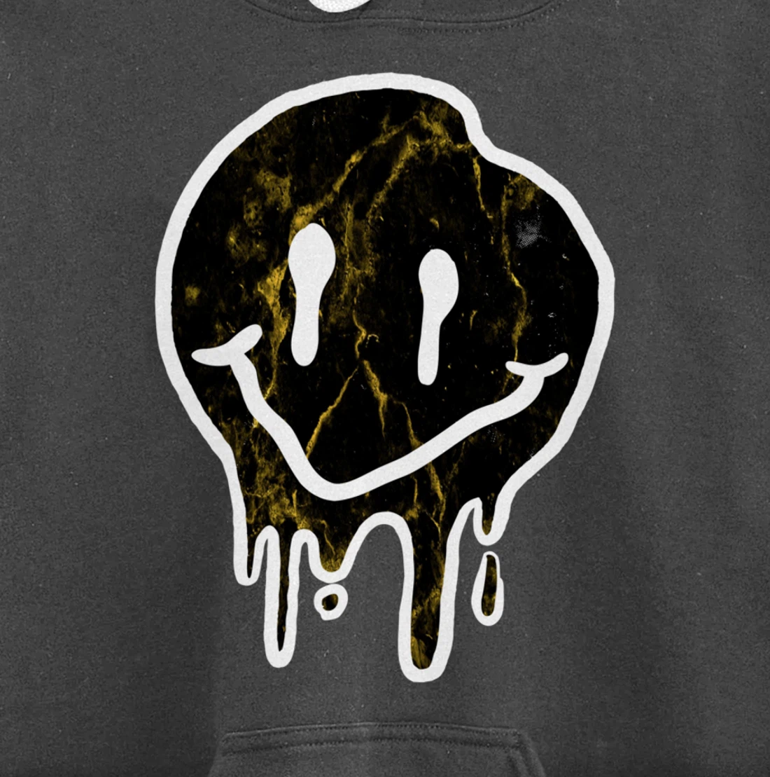 Cool Black & Gold Dripping Smiley Face Pullover Hoodie
