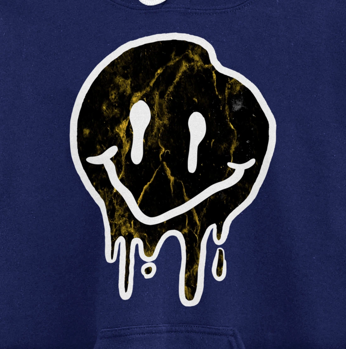 Cool Black & Gold Dripping Smiley Face Pullover Hoodie