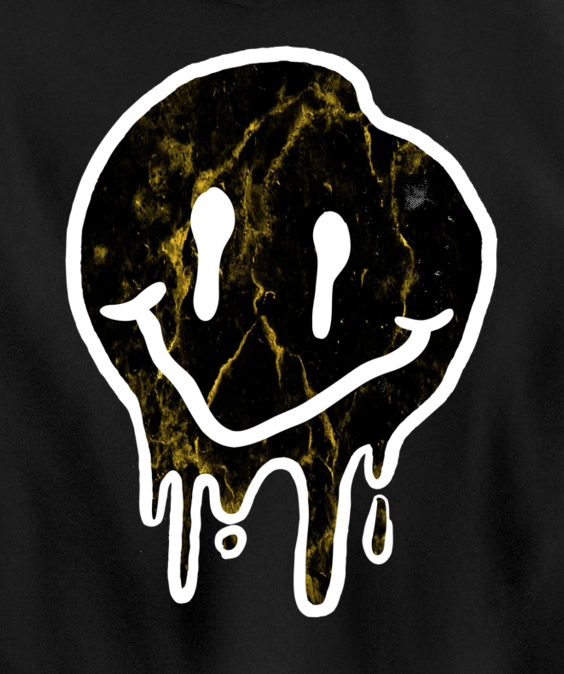 Cool Black & Gold Dripping Smiley Face Pullover Hoodie