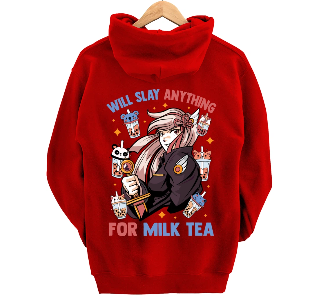 Will Slay Anything For Milk Tea - Kawaii Anime Girl - Otaku Pullover Hoodie