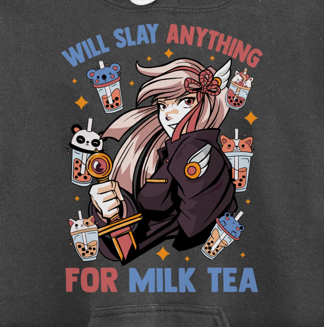 Will Slay Anything For Milk Tea - Kawaii Anime Girl - Otaku Pullover Hoodie