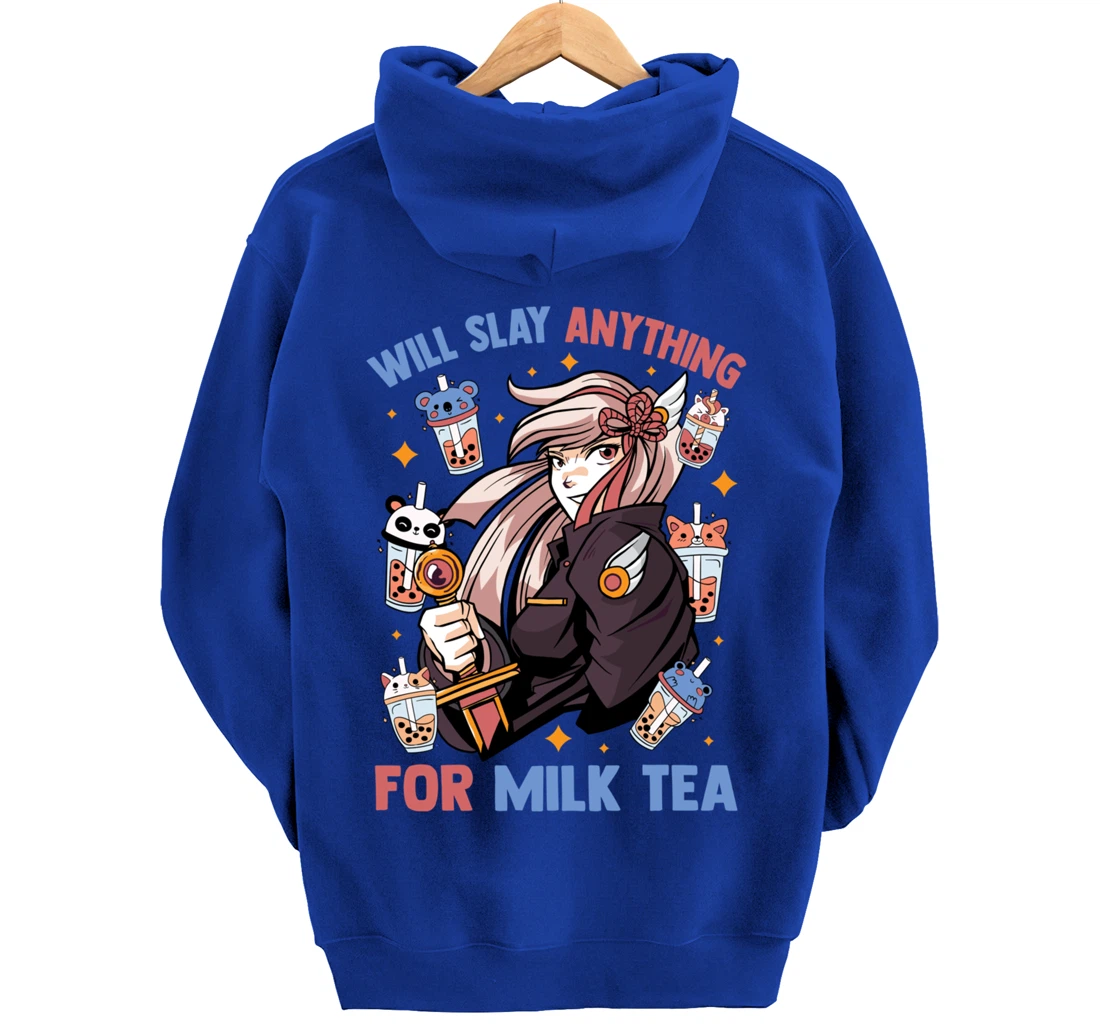 Will Slay Anything For Milk Tea - Kawaii Anime Girl - Otaku Pullover Hoodie