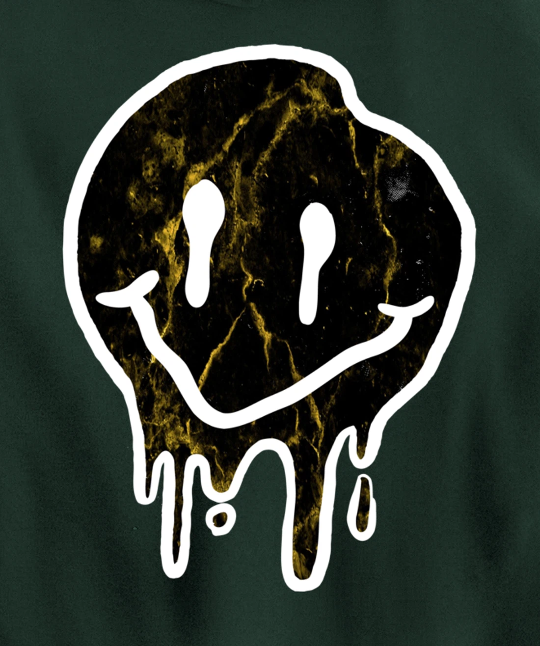 Cool Black & Gold Dripping Smiley Face Pullover Hoodie