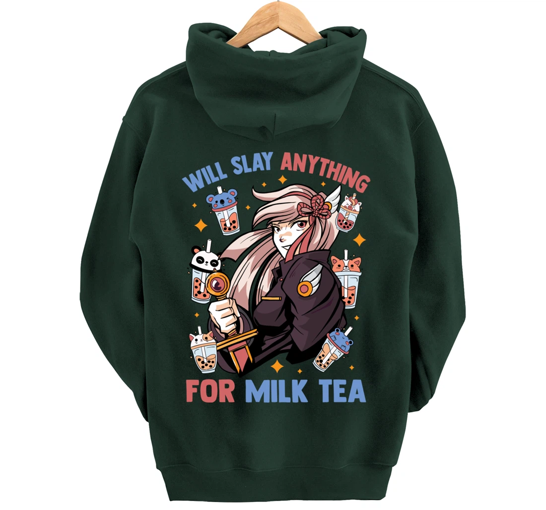 Will Slay Anything For Milk Tea - Kawaii Anime Girl - Otaku Pullover Hoodie