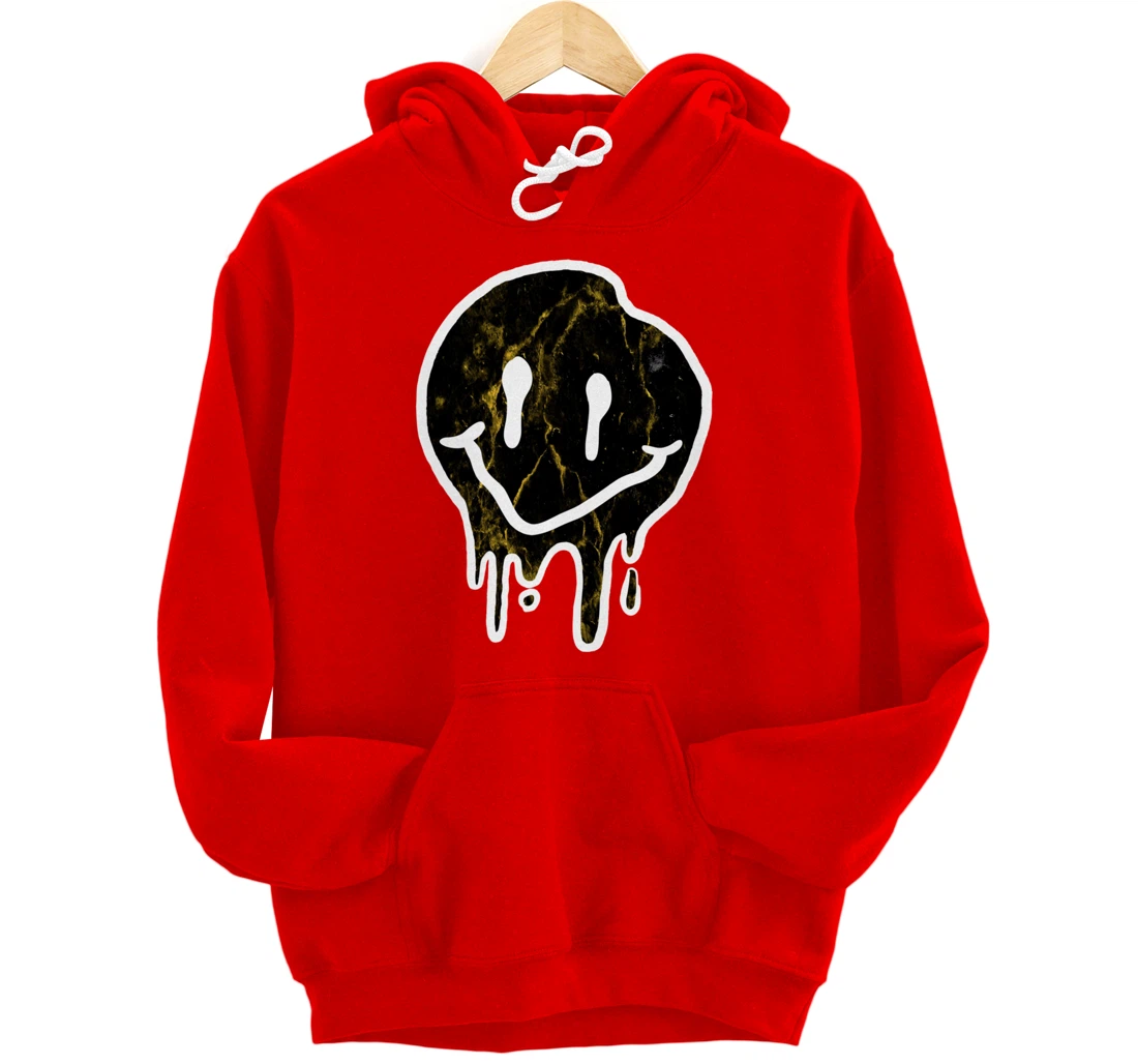 Cool Black & Gold Dripping Smiley Face Pullover Hoodie