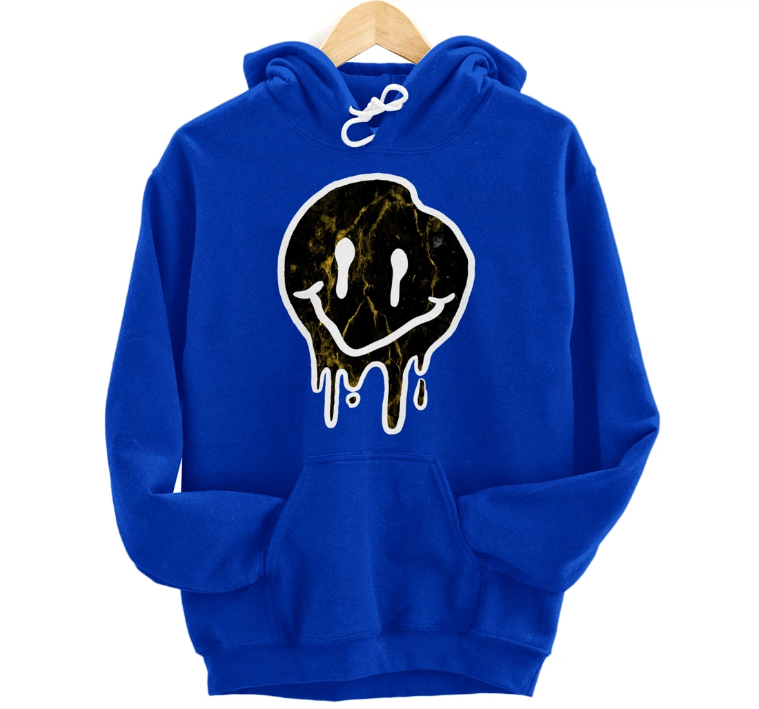 Cool Black & Gold Dripping Smiley Face Pullover Hoodie