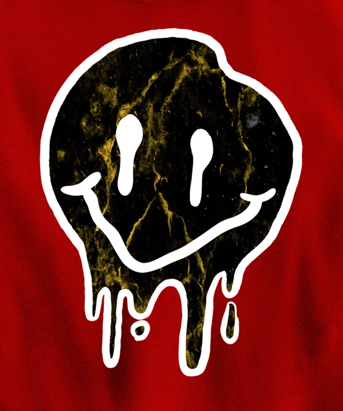 Cool Black & Gold Dripping Smiley Face Pullover Hoodie