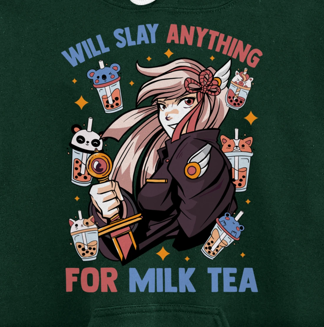 Will Slay Anything For Milk Tea - Kawaii Anime Girl - Otaku Pullover Hoodie