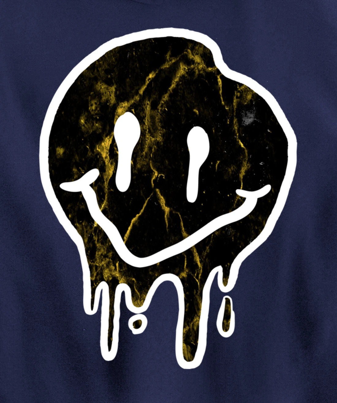 Cool Black & Gold Dripping Smiley Face Pullover Hoodie
