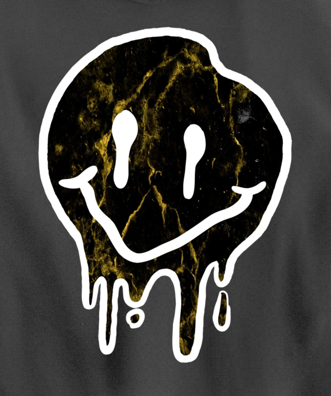 Cool Black & Gold Dripping Smiley Face Pullover Hoodie
