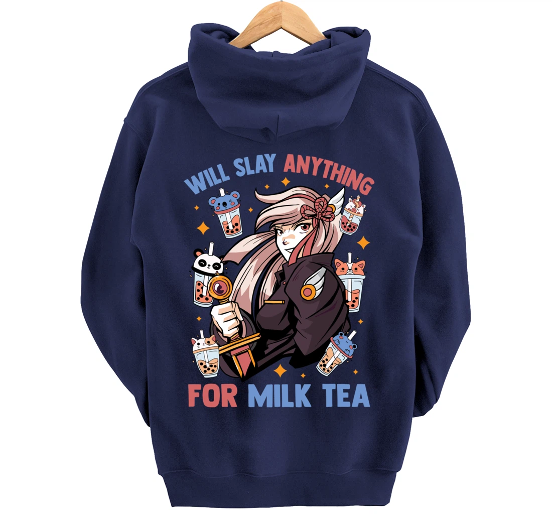 Will Slay Anything For Milk Tea - Kawaii Anime Girl - Otaku Pullover Hoodie