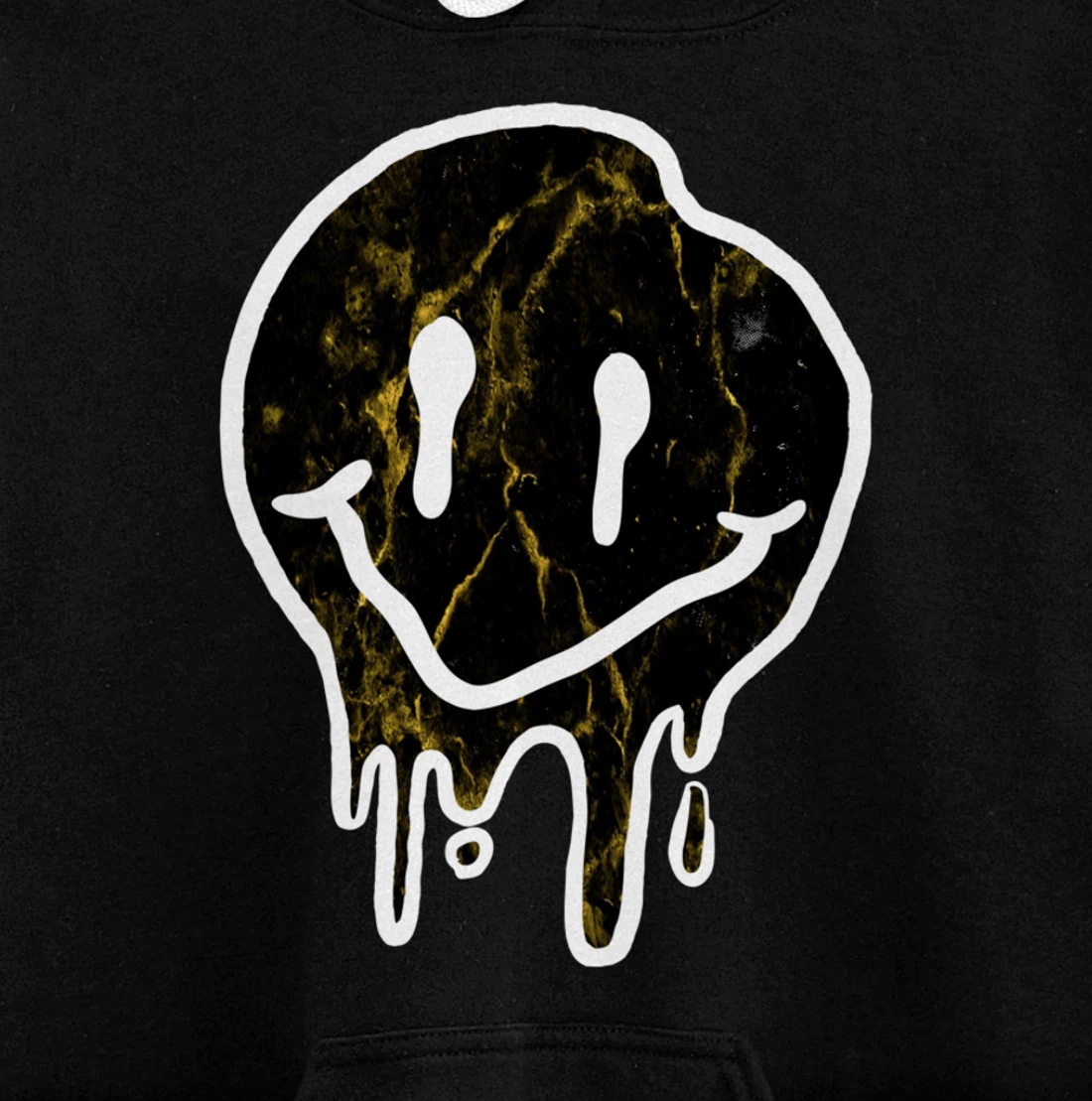 Cool Black & Gold Dripping Smiley Face Pullover Hoodie