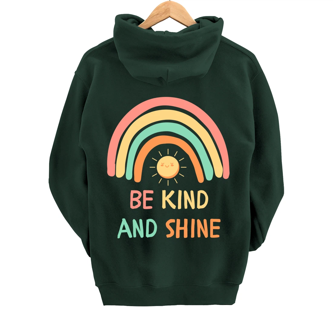 Be Kind Inspirational Rainbow Graphic Sunshine Kindness Pullover Hoodie