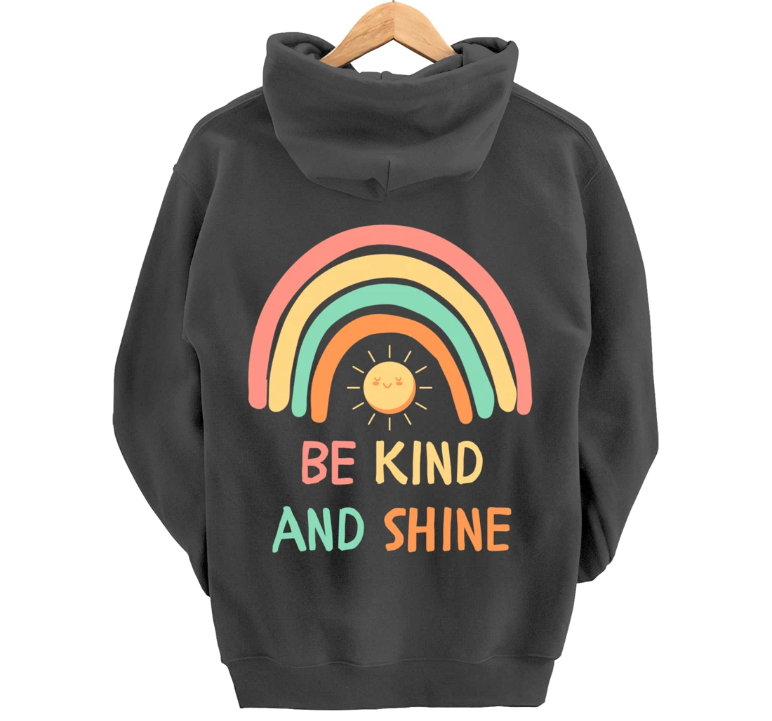 Be Kind Inspirational Rainbow Graphic Sunshine Kindness Pullover Hoodie