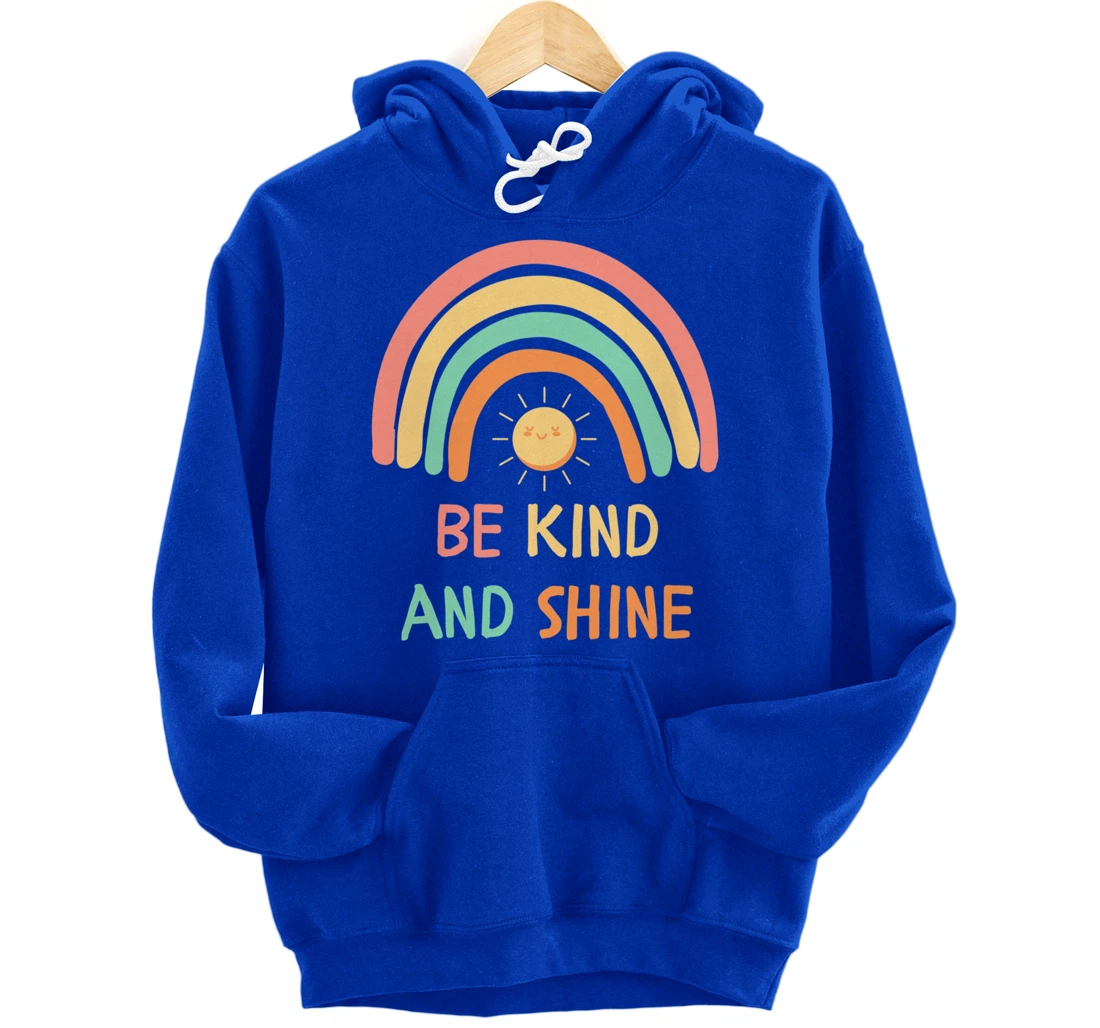 Be Kind Inspirational Rainbow Graphic Sunshine Kindness Pullover Hoodie