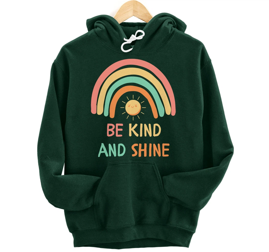 Be Kind Inspirational Rainbow Graphic Sunshine Kindness Pullover Hoodie