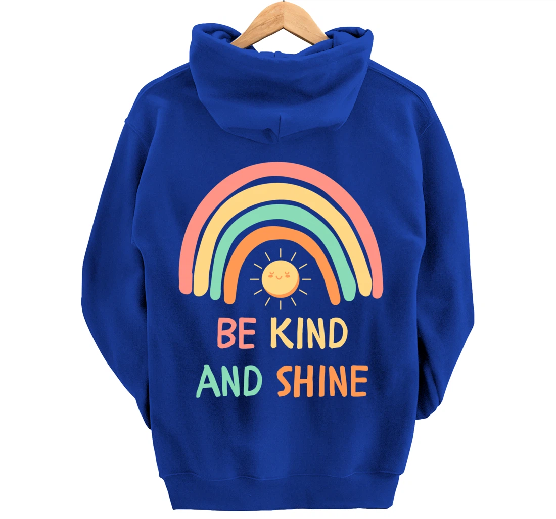 Be Kind Inspirational Rainbow Graphic Sunshine Kindness Pullover Hoodie